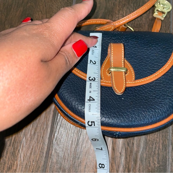 *RARE*VTG Dooney and Bourke Mini Pebble Leather Flap Blue Crossbody Y2K… - Picture 10 of 13